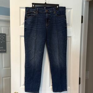 GAP Indigo Blue Denim Girlfriend Mid-Rise Jeans